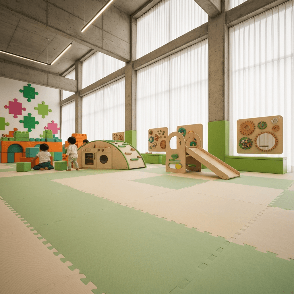 Niños jugando en el espacio de juegos Jugando